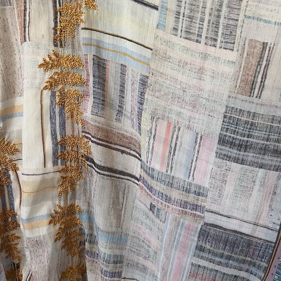 Coldwater Creek Women’s Patchwork Kimono Kaftan Sheer Drapey Boho Hippie Fall OS - Picture 5 of 8